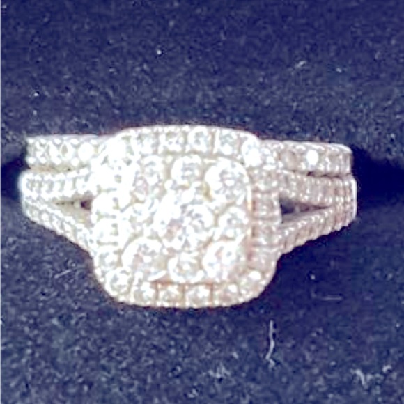 Beautiful 14 white gold with real diamonds. Wedding ring or Mothers Day gift